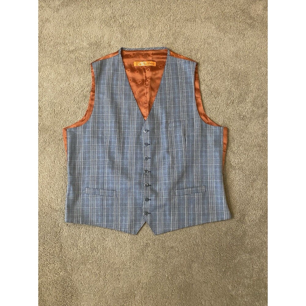 Bianco Brioni Black White Plaid Vest Luxury Men’s Size 50L
